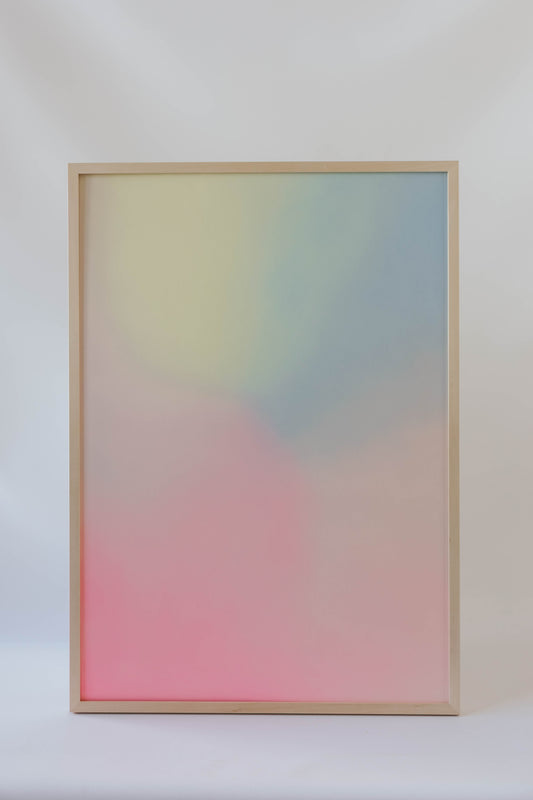 Seifenblasen Farbverlauf 70x100cm in Echtholz gerahmt