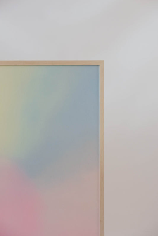 Seifenblasen Farbverlauf 70x100cm in Echtholz gerahmt