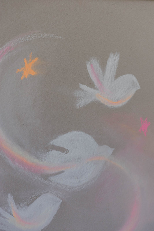 Vögelchen in Echtholz gerahmt 80x100cm